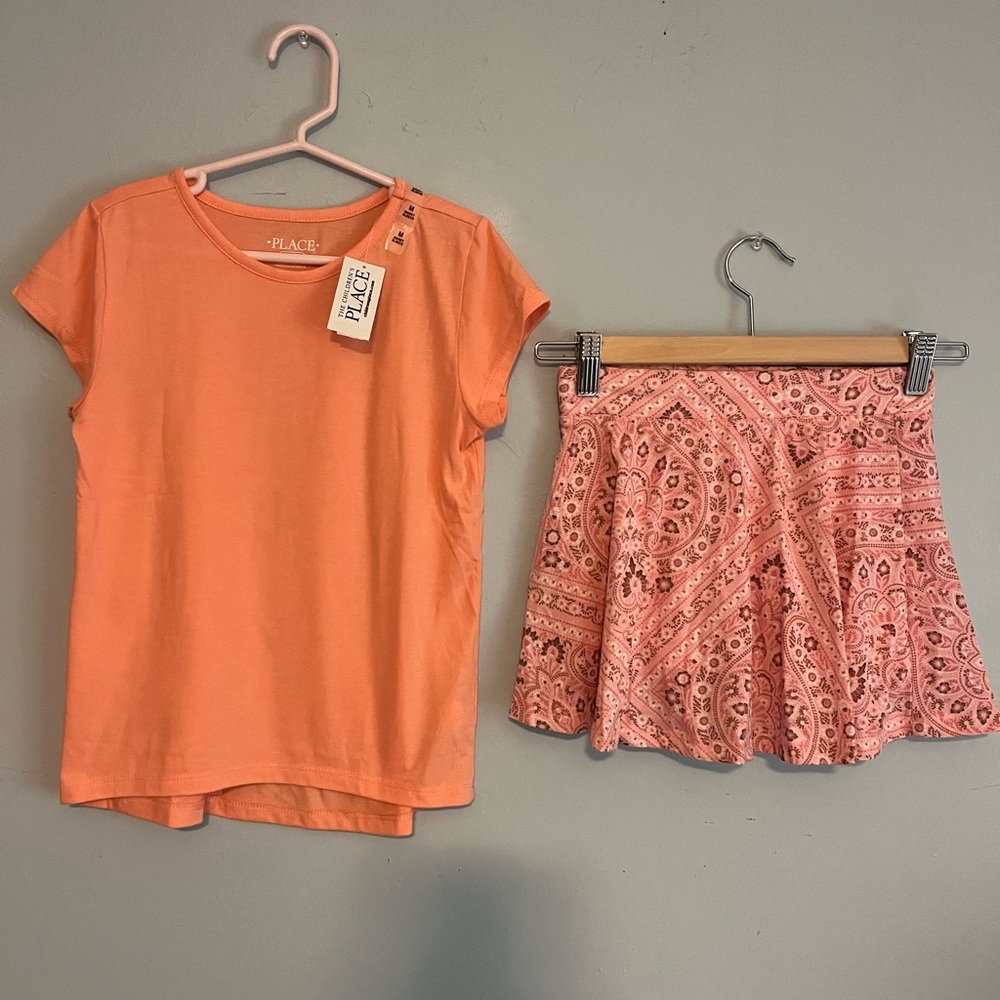 NWT Children’s Place bandana skort and short sleeve shirt girls size 7/8